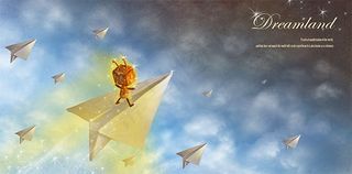 纸飞机上的方盒小人