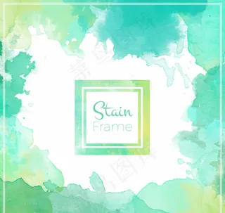 蓝绿色墨迹边框