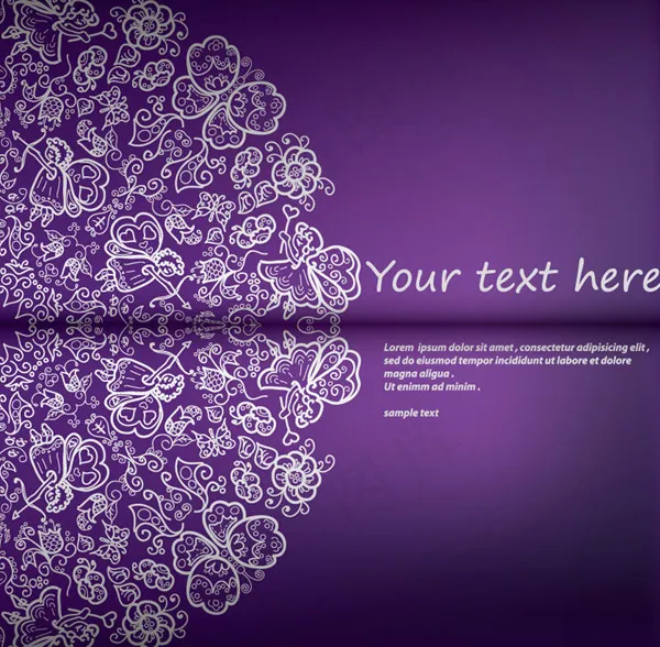紫色花纹邀请卡eps,ai矢量模版下载