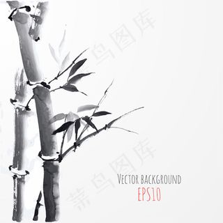 水墨竹子矢量