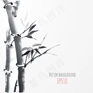 水墨竹子矢量
