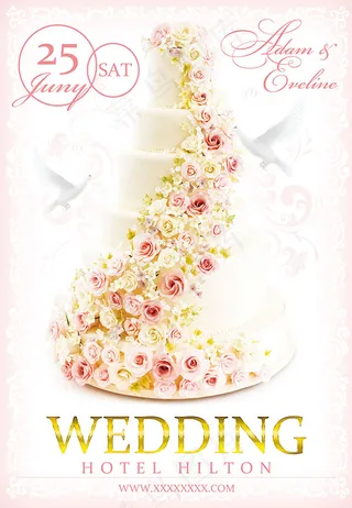 玫瑰花朵婚礼海报