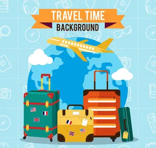 旅行箱和飞机矢量