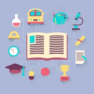 扁平化校园图标,免抠元素