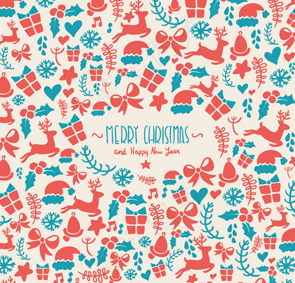 圣诞元素贺卡矢量