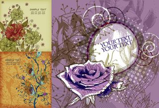 手绘花卉背景,背景元素