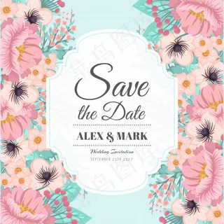 婚礼邀请卡矢量