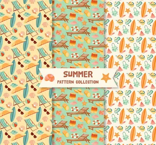 沙滩度假物品无缝背景,背景元素