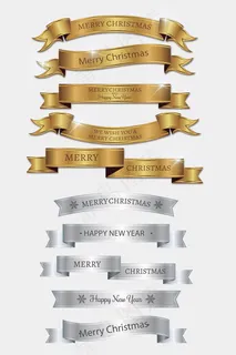金银色飘带标签