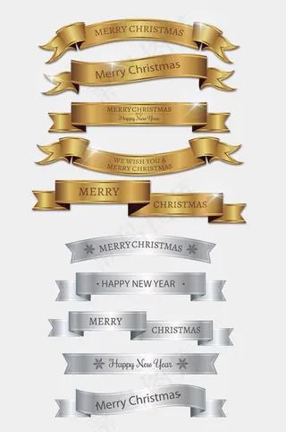 金银色飘带标签