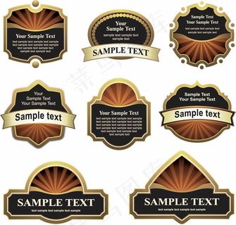 简洁图案欧式标签,免抠元素