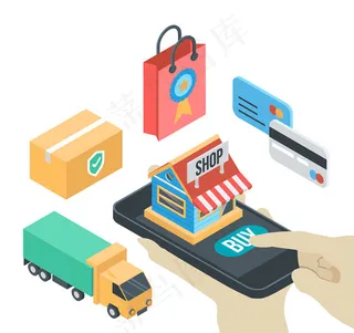 立体电子商务元素,背景元素