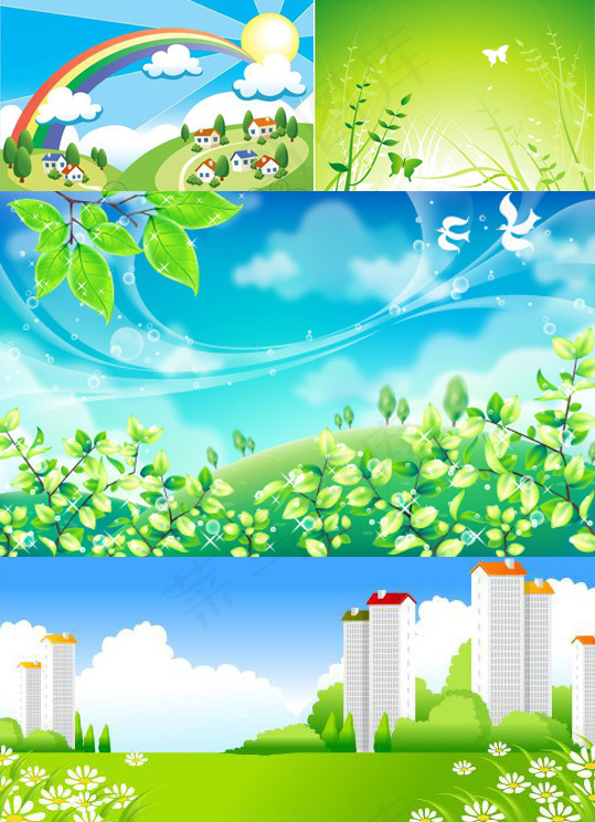 卡通春天风景
