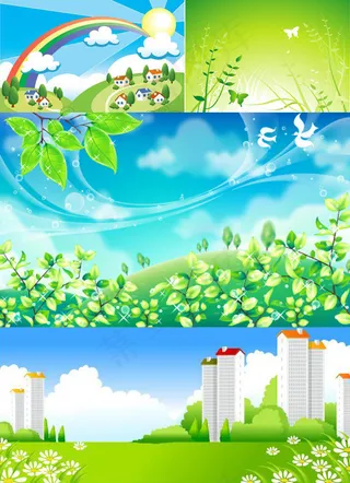 卡通春天风景