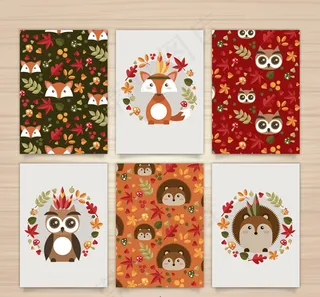 扁平化动物卡片