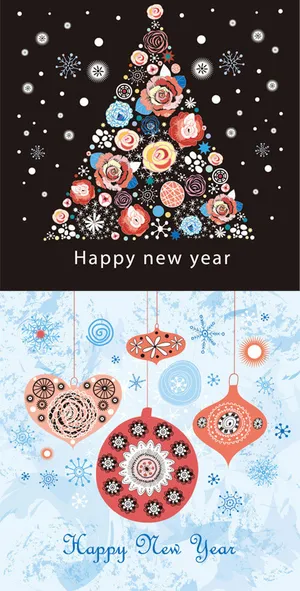 花朵圣诞树矢量