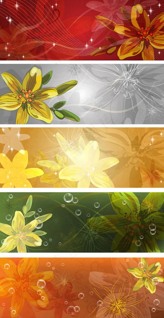 梦幻百合花横幅ai矢量模版下载