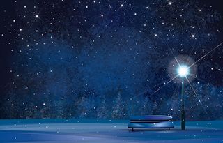 冬日晚上景色矢量