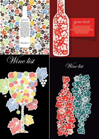葡萄酒卡片矢量