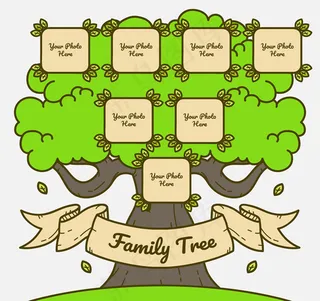 彩绘绿色家族树