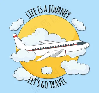 太阳和飞机矢量