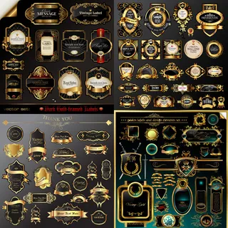 金边标签矢量,免抠元素