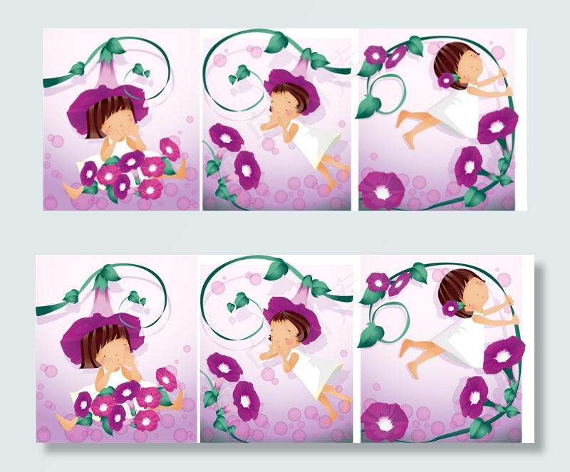 女孩-牵牛花主题