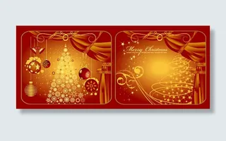 红色圣诞树窗帘