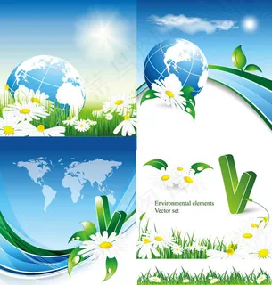 天空花朵背景,背景元素