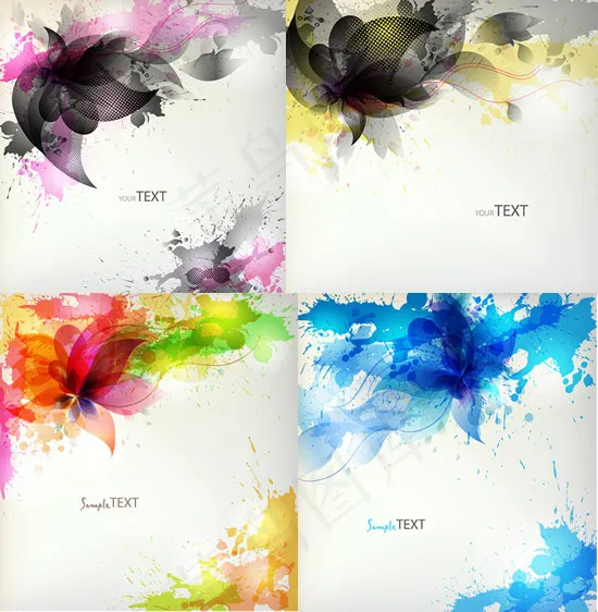 喷溅墨迹背景eps,ai矢量模版下载