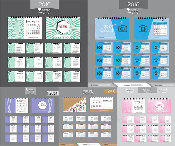 2016年日历矢量eps,ai矢量模版下载