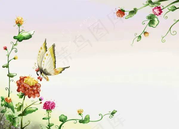 春天小清新插画psd模版下载
