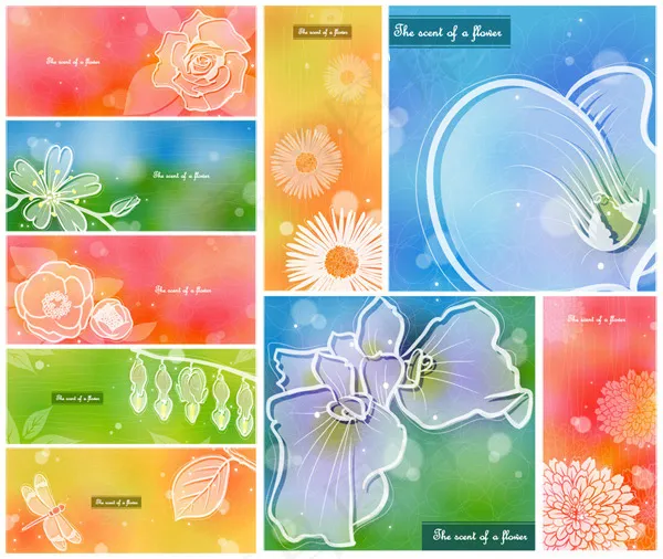 彩色柔美花卉4eps,ai矢量模版下载