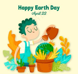 地球日浇花的男子