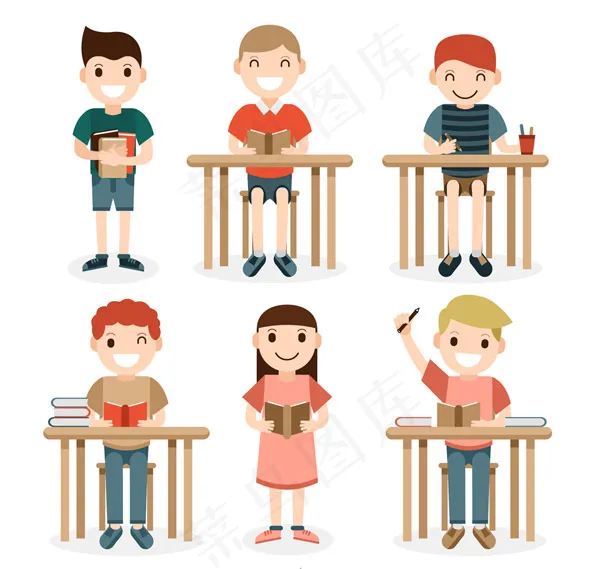 可爱学生设计ai矢量模版下载