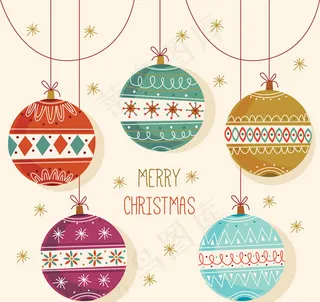 花纹圣诞吊球贺卡