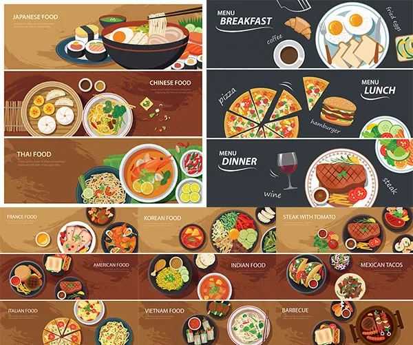 时尚美食条幅eps,ai矢量模版下载