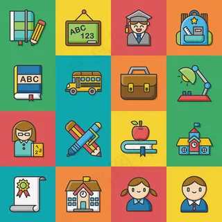 卡通学习图标,免抠元素