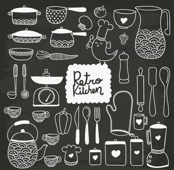 手绘厨具设计ai矢量模版下载