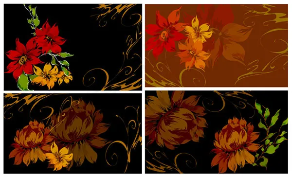 梦幻花朵矢量6ai矢量模版下载