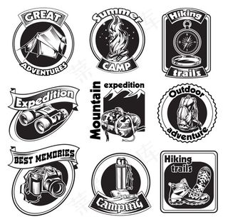 黑白户外图标,免抠元素