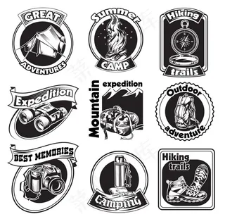 黑白户外图标,免抠元素