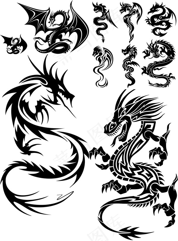 龙形纹样矢量eps,ai矢量模版下载