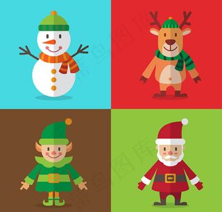 扁平化圣诞角色