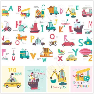 字母与卡通动物,免抠元素,背景元素