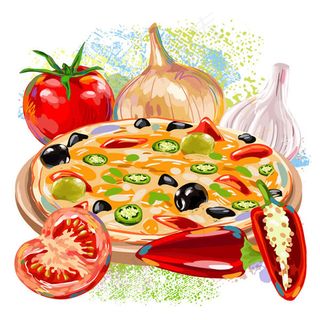 蔬菜和披萨矢量