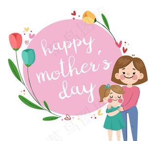 母亲节母女和花卉