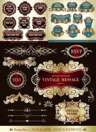 欧式花纹标签,免抠元素