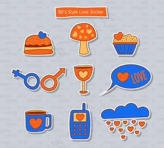 80年代爱的贴纸