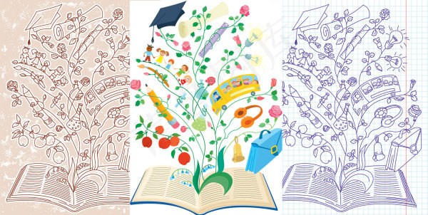创意学习插画eps,ai矢量模版下载